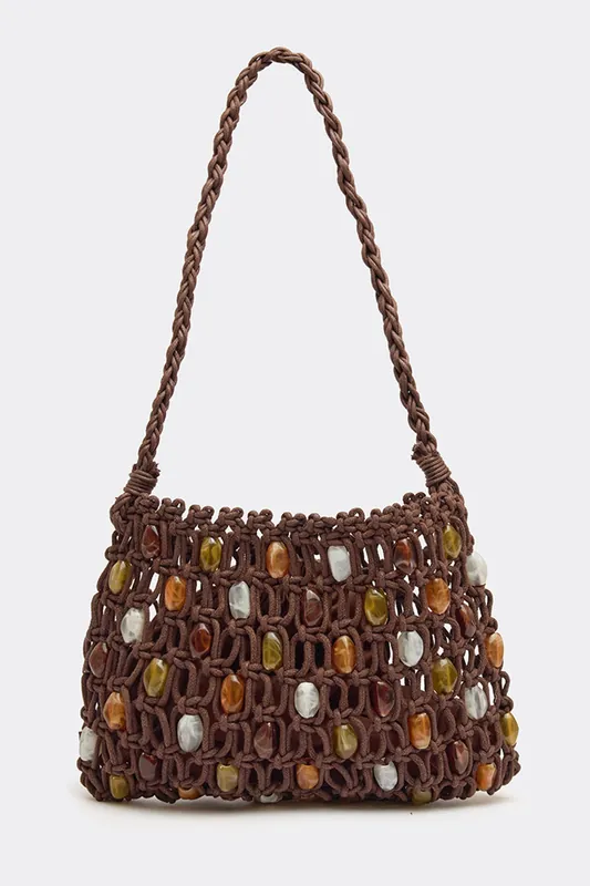 Shaped Shaped Woven Shoulder Bag - EGO