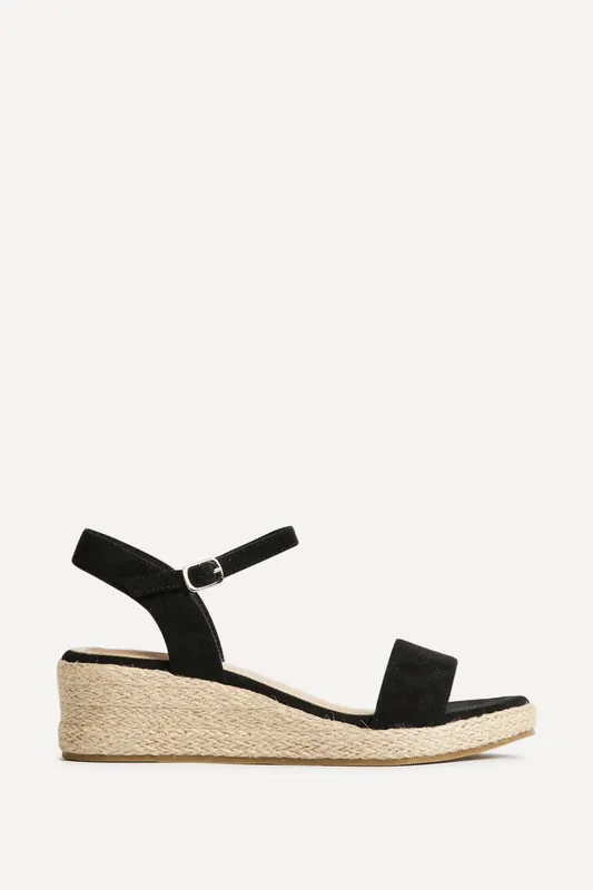 Sunrise Black Espadrille Flatform Sandals - Linzi