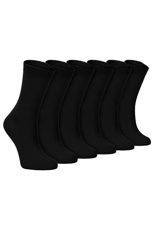 6 Pairs Plain Cotton Rich Dress Socks - Sock Snob