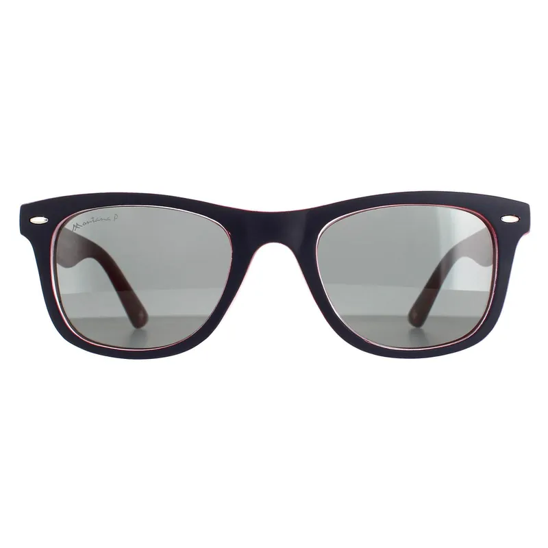 Square Blue Red Rubbertouch Grey Polarized MP41 Sunglasses - montana