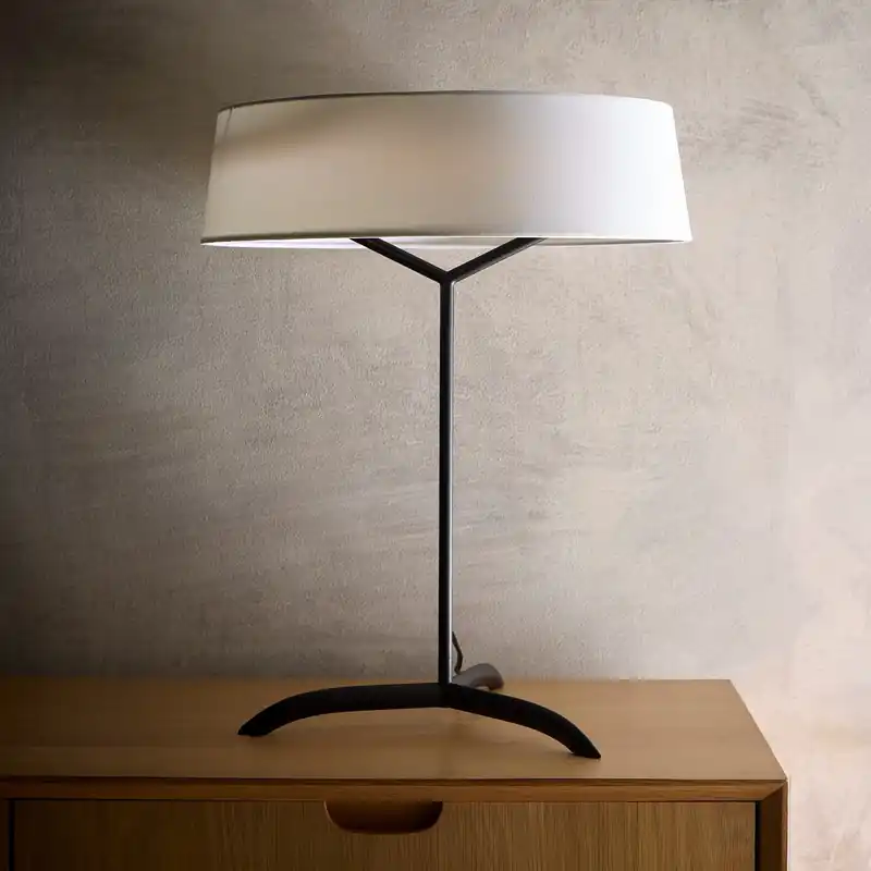 Luna Black Floor Lamp, Table Lamp or Ceiling Pendant light with White Shades and Integrated LED - K LIVING