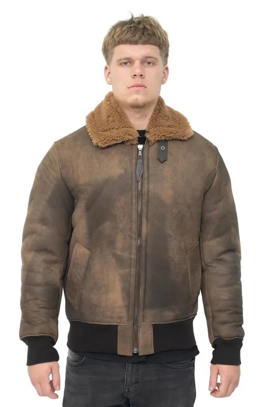 Sheepskin Leather Biker Jacket-Horwich