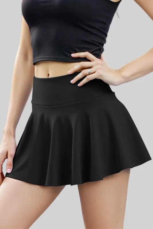 Pleated High Waisted Tennis Skort with Pocket - MODISHION