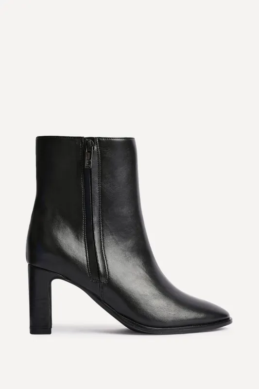 Jonas Black Faux Leather Block Heel Ankle Boot - Linzi