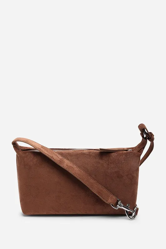 'Carmela' Suede Finish Sling Handbag with Adjustable Shoulder Strap - Where's That From