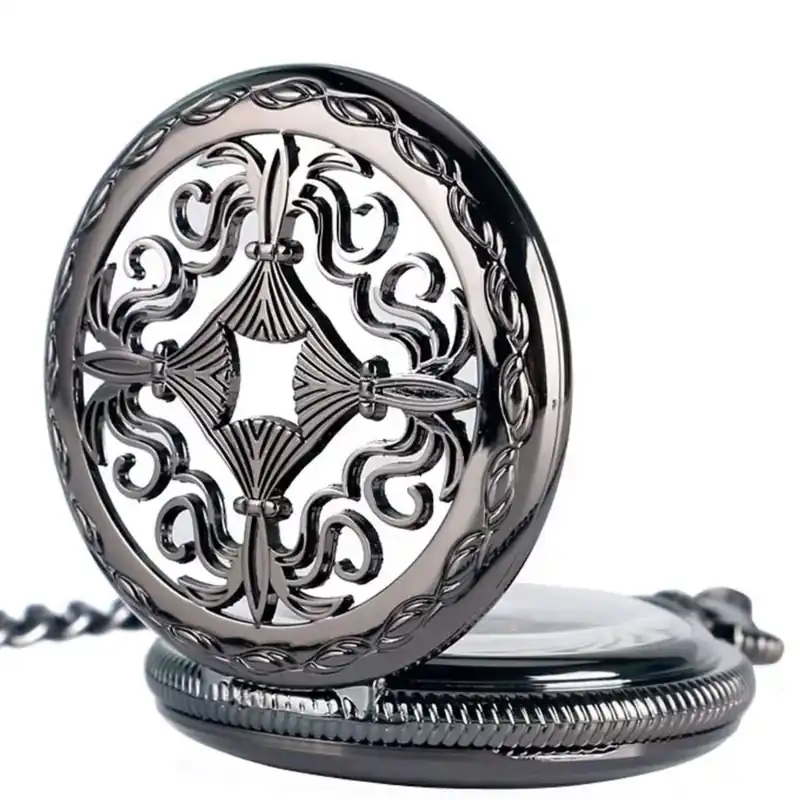 Vintage Mechanical Skeleton Brass Pocket Watch - Infinity Leather