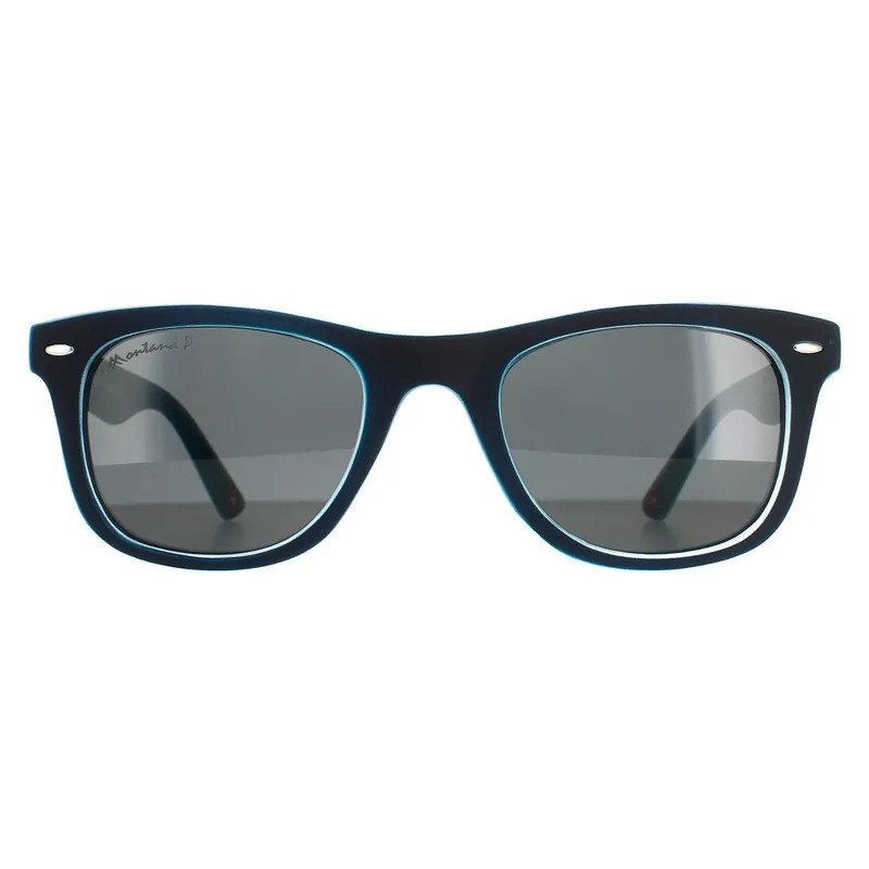 Square Black Blue Rubbertouch Grey Polarized MP41 Sunglasses - montana