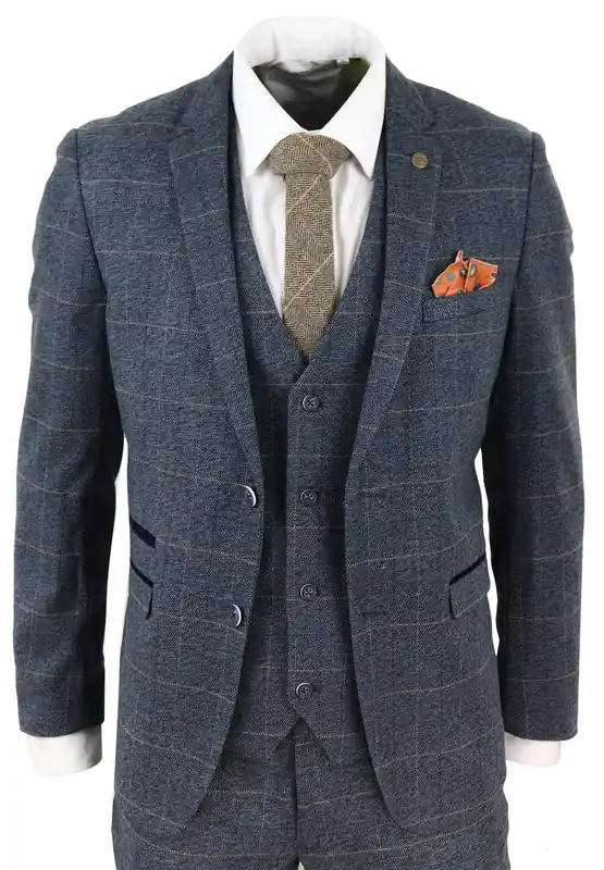3 Piece Tweed Check Vintage Suit - Infinity Leather