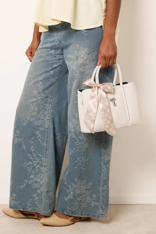 Scarf Top Handle Bag - Blue Vanilla