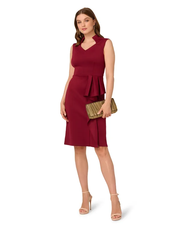 Ruffle Scuba Midi Dress - Adrianna Papell