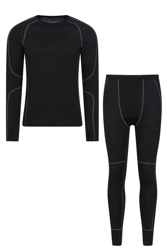Asgard' Long Sleeve Round Neck Merino Wool Thermal Top and Pants Set - Mountain Warehouse
