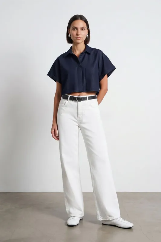 High Waist Wide Leg Cotton Denim Jeans - Dilvin