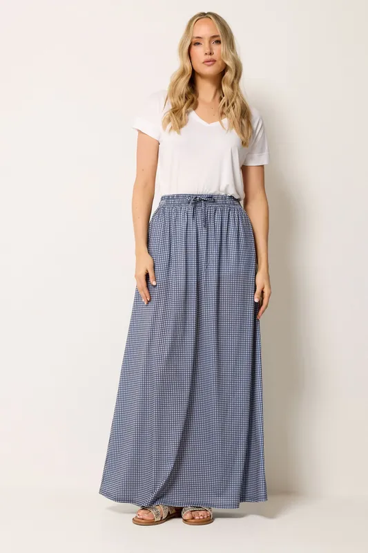 Tall Gingham Shirred Maxi Skirt - Long Tall Sally