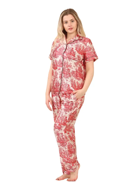 Luxury Satin Toile Print Pj Set - ELAINA FASHION