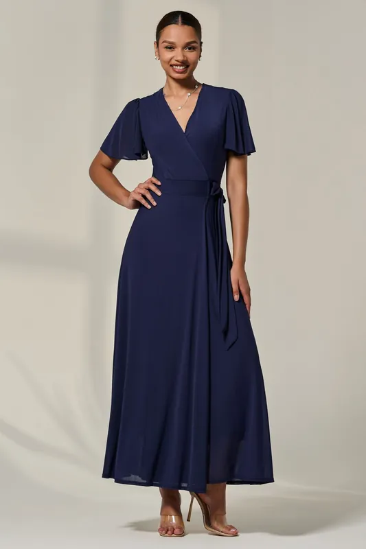 Angel Sleeve Wrapped Mesh Maxi Dress - Jolie Moi