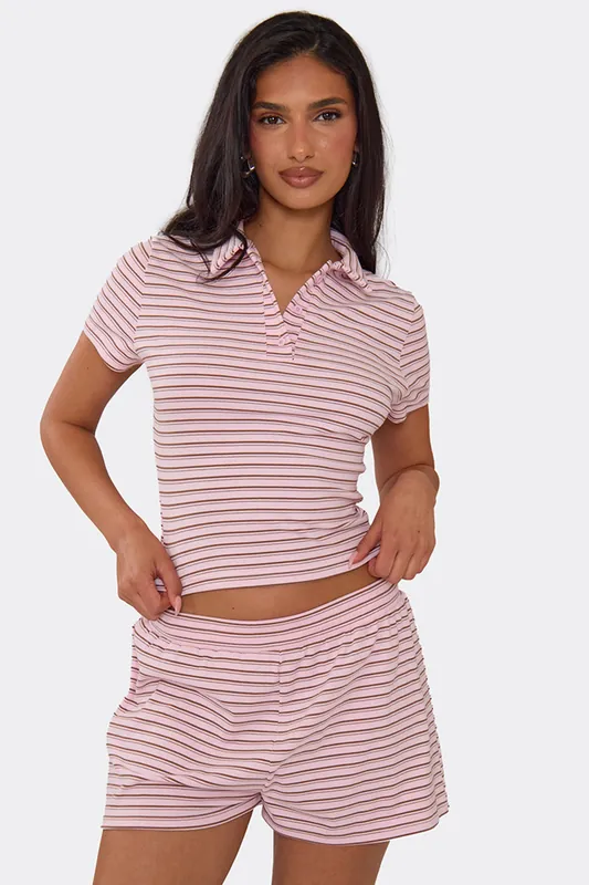 Fitted Short Sleeve Polo Neck T-shirt