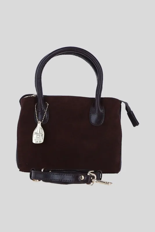 Genuine Leather and Suede Handbag with Detachable Crossbody Strap - Ashwood Leather