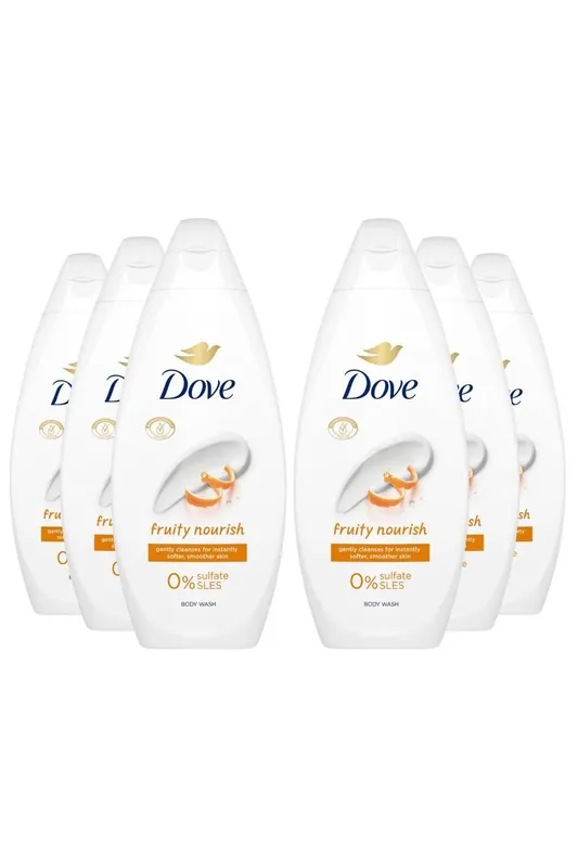 Fruity Nourish 'Body Wash' for Soft & Smoother Skin, 6x 225ml - Dove