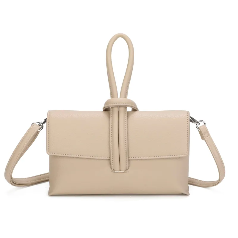 Elegant Tie Closure Faux Leather Clutch Crossbody Bag - Kitise
