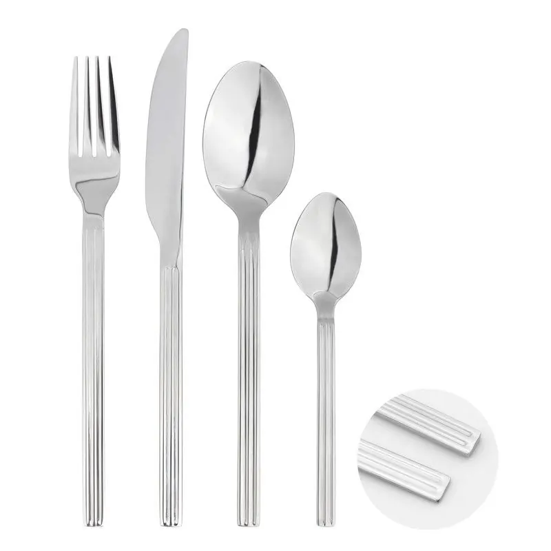 Cutlery Set Fork Spoon 16pc Sets Anydate Nordic Stripes - Glim & Glam