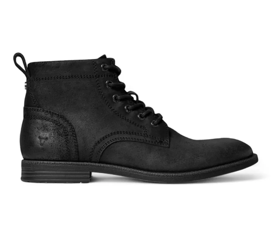 Lace Up Side Zip Distressed Leather Desert Ankle Boots - TruClothing