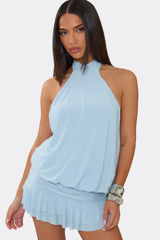 Blouson Style Sleeveless Mini Dress - EGO