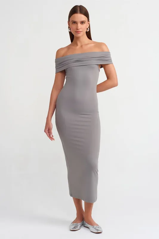 Off-Shoulder Bodycon Midi Dress