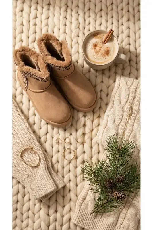 Malira Faux Suede Fluffy Lined Ankle Boots With Stitch Trim - IKRUSH