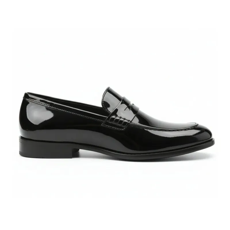 Slip-On Penny Loafers Classic Faux Leather Dress Shoes