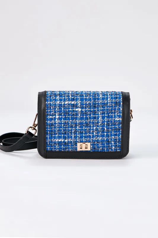 Tweed Crossbody Bag with Detachable Strap - Belissh