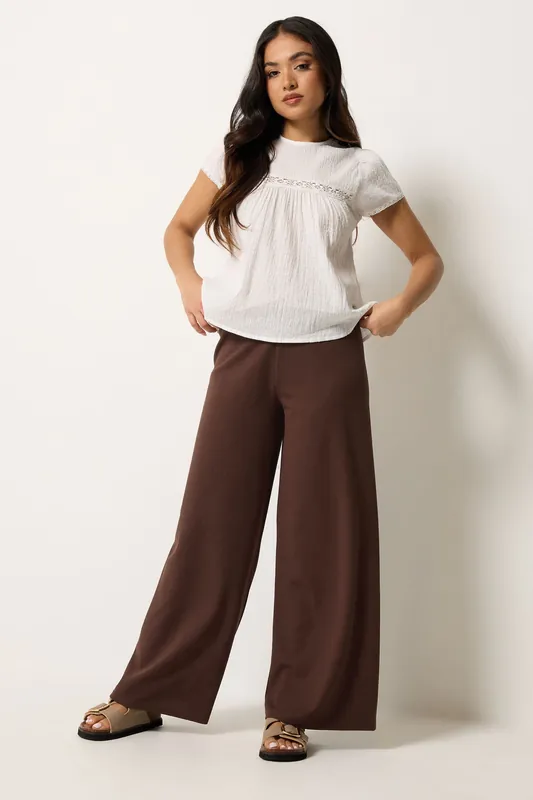 Petite Scuba Wide Leg Trousers - PixieGirl