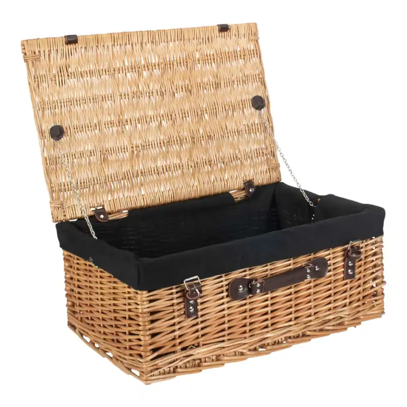 Wicker 55cm Buff Picnic Basket with Cotton Lining - Red Hamper