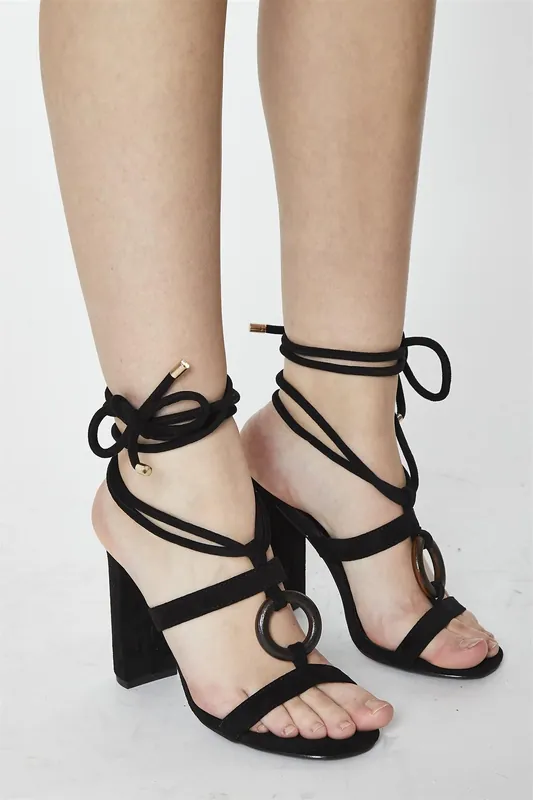 Black Block Strappy Heel - Shnoo