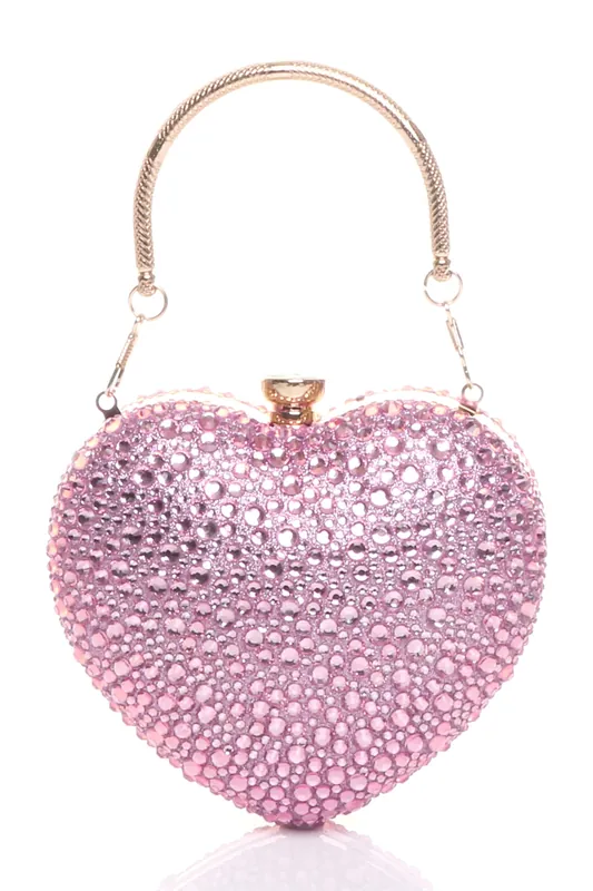 Evening Diamante Heart Shape Prom Party Clutch Bag - AJVANI