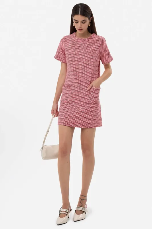 Tweed Short Sleeve Mini Dress - Hiccup