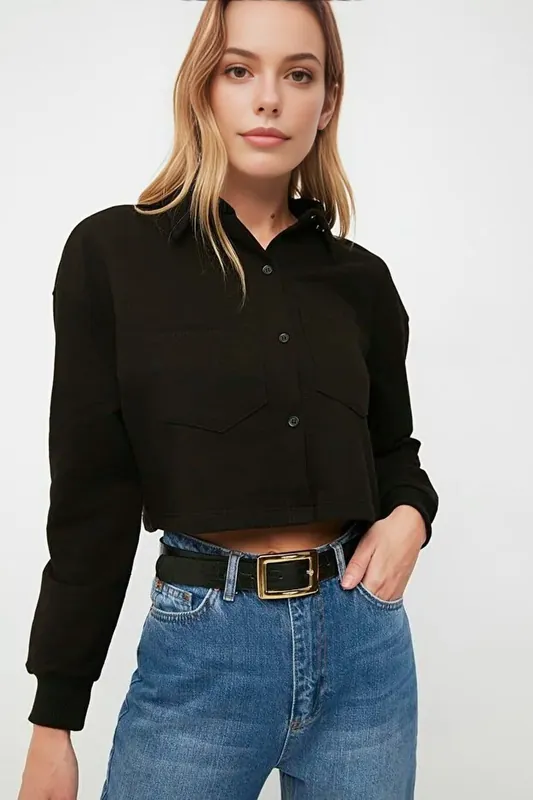 Women’s Croc-Effect Faux Leather Belt with Metal Buckle