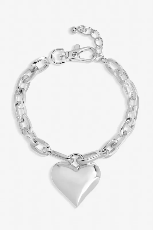 Silver Plated Polished Heart Bracelet - Mood