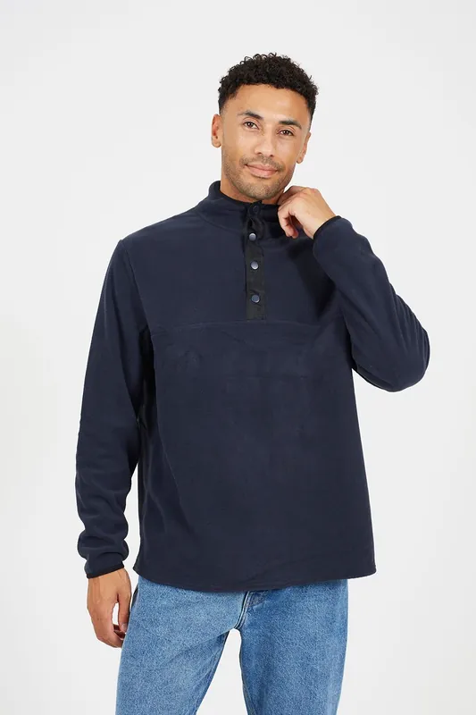 Contrast Quarter Zip Fleece - Brave Soul