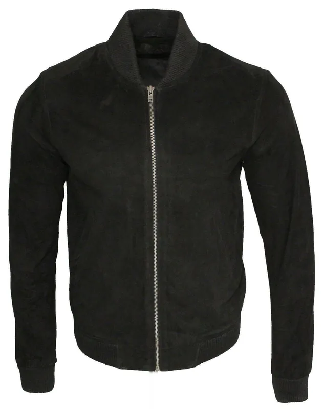 Varsity Soft Suede Leather Bomber Jacket - Infinity Leather