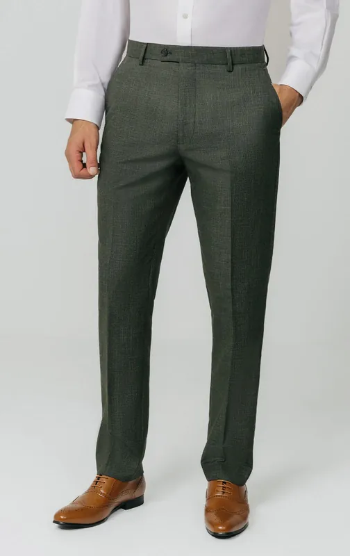 Green Weave Suit Trousers - Dobell