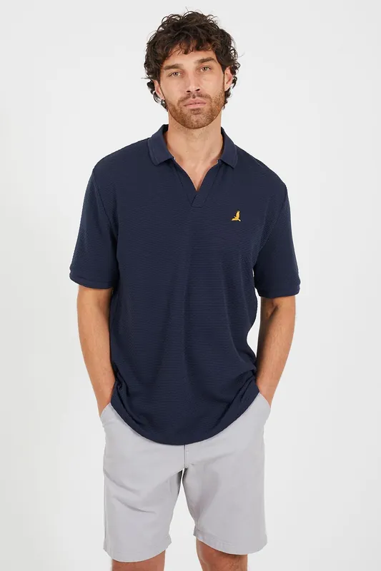 Embroidered V-Neck Polo Shirt