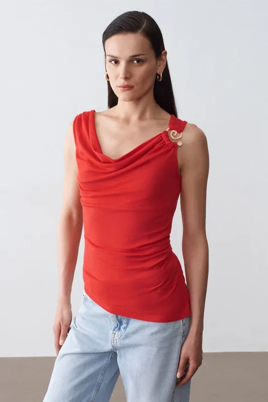Sleeveless Cowl Neck Shell Top - Dilvin