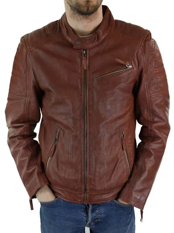 Short Biker Leather Jacket - TruClothing