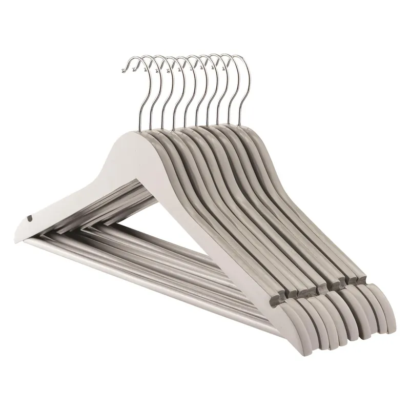 10x Strong Wooden Coat Hangers with 360 Degree Rotatory Hook - Harbour Housewares