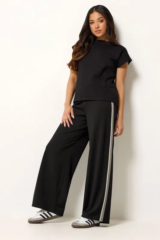 Petite Side Stripe Wide Leg Trousers - PixieGirl