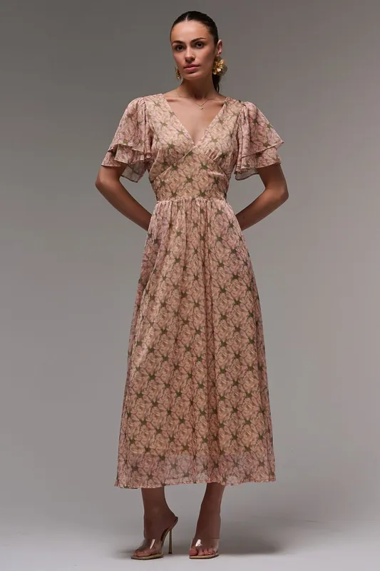Layered Angel Sleeved Chiffon Maxi Dress - Jolie Moi
