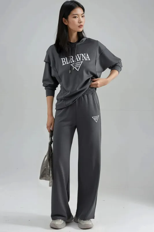 Modal Touch Embroidered Hooded Two-Piece Set