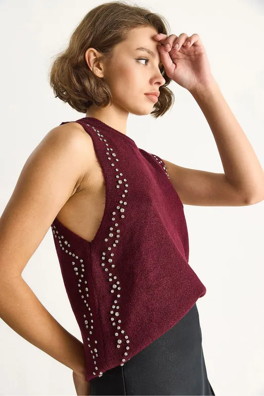 Textured Knit Crew Neck Blouse - Bianco Lucci
