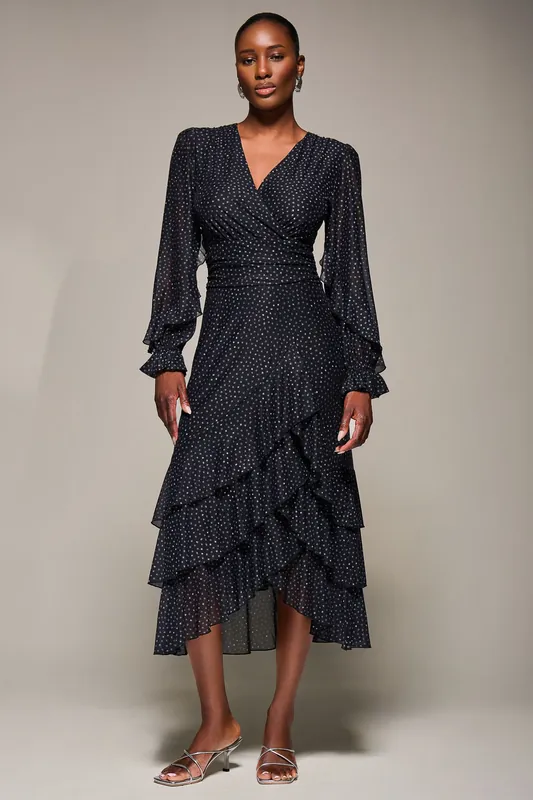 Long Sleeve Frill Detail Mesh Maxi dress - Jolie Moi