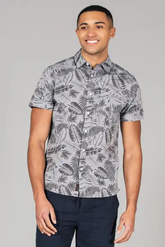 Printed Chambray Short-Sleeve Shirt